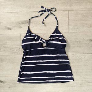Kona Sol Blue Stripe Halter Tankini M